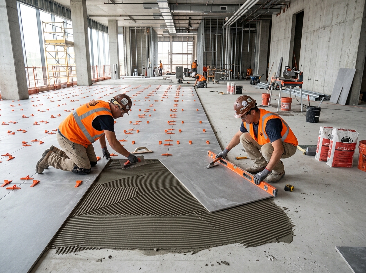 Active Tile Installation Job Site